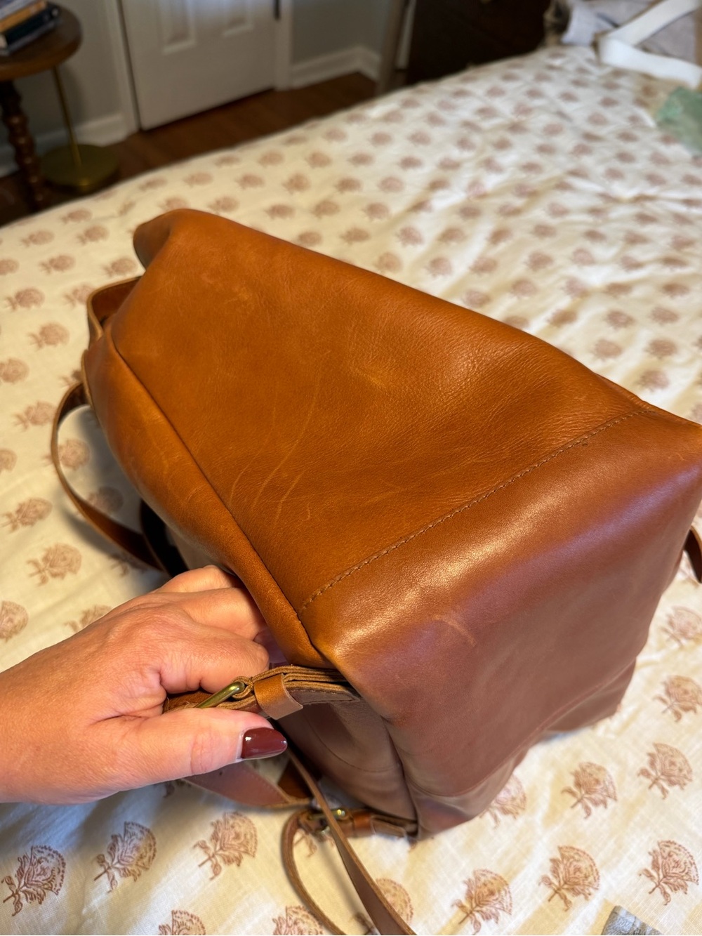 Madewell Cognac Leather Drawstring Backpack - Picture 5 of 9